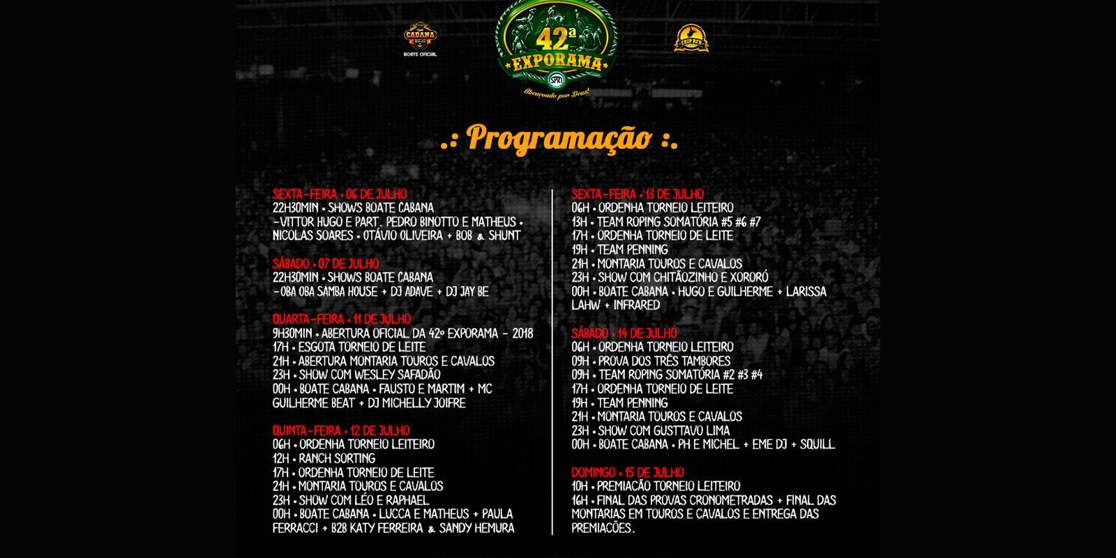EXPORAMA - Programação da Festa