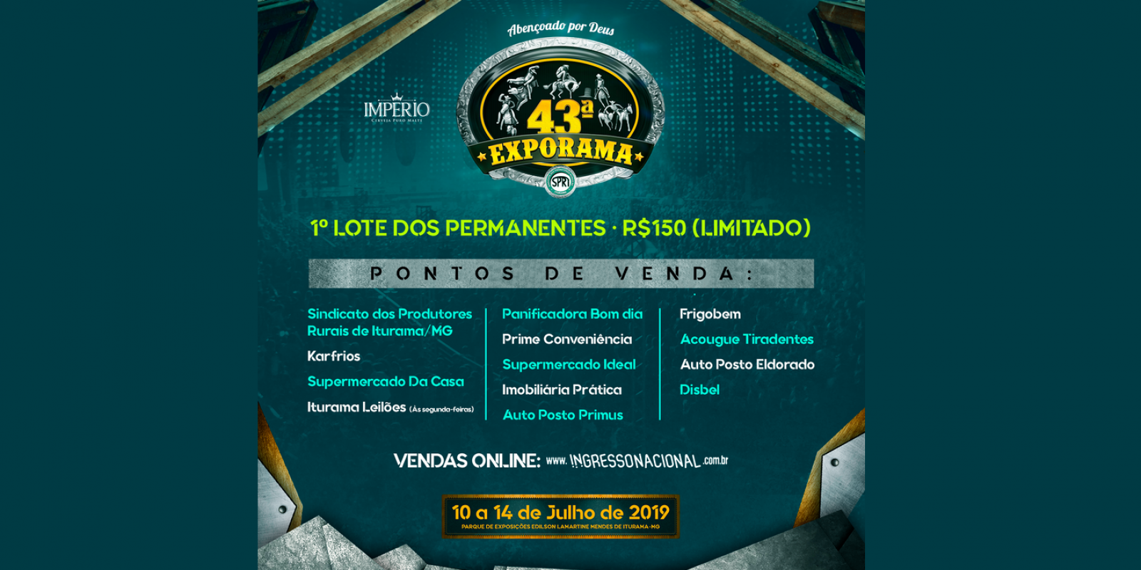AGORA É PRA VALER! Já estão liberadas as vendas do 1º Lote dos Permanentes a R$150 AGORA É PRA VALER! Já estão liberadas as vendas do 1º Lote dos Permanentes a R$150